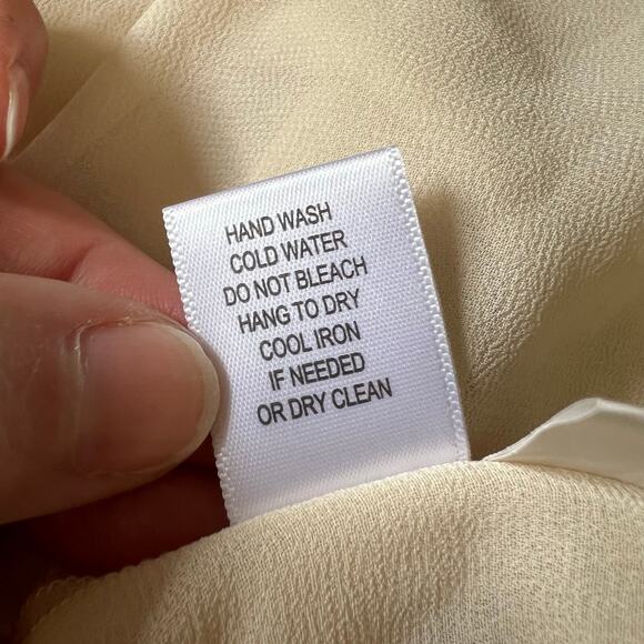 Kenar Womens Sheer Blouse Tank Top Embroidered Floral Design Button Down Beige - Picture 9 of 9